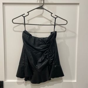 Black Leather Asymmetrical  Top